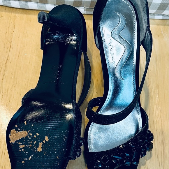 Nina Black Satin Glitter Heel Size 7 - Picture 6 of 6